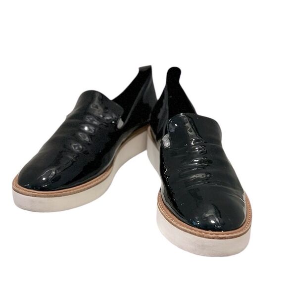 Vince Patent Leather Platform Slip On Sneakers Black Size 8.5 - Picture 2 of 7
